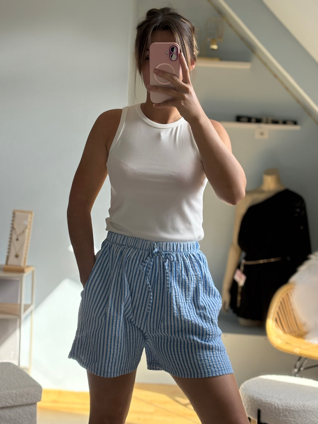 short à rayure