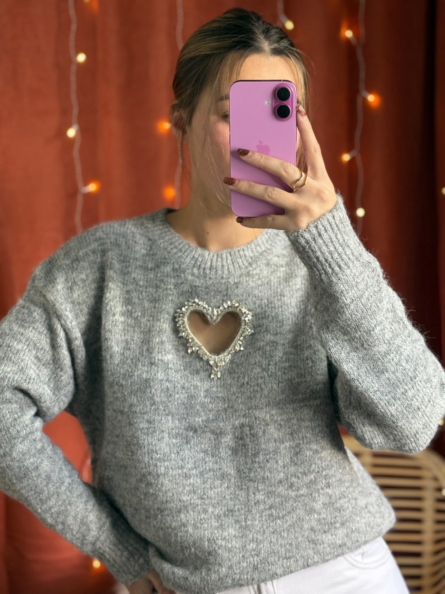 Pull coeur strass