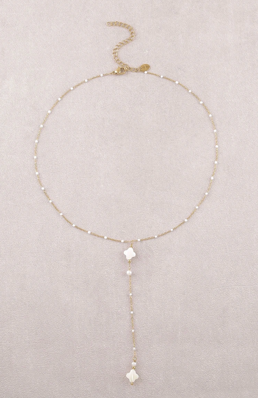 Collier trèfle nacré