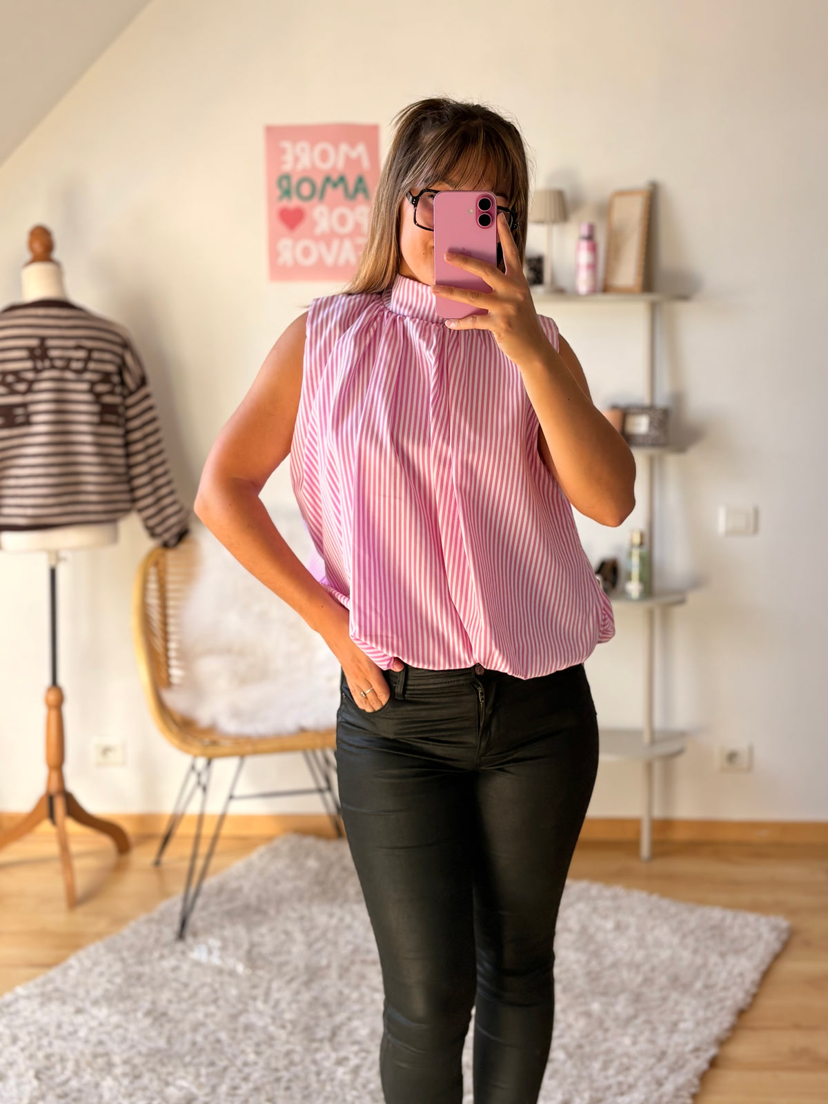 Blouse Cassie I Rayure Rose
